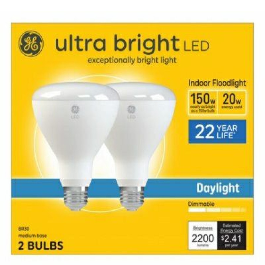 * On Sale Ultra Bright Led Light Bulb, Daylight, Frosted, Br30 Medium Base, 20 Watt, 2-Pk.