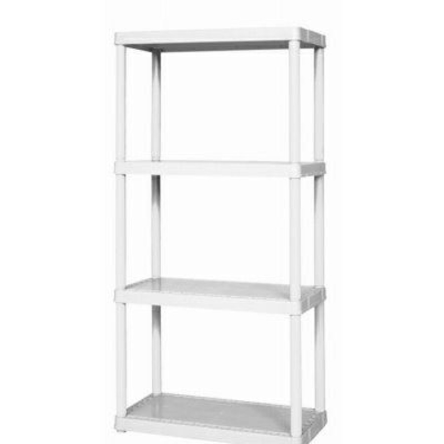 * Half Off 4-Shelf Shelving Unit, White Plastic, 22 X 14 X 48.25-In.