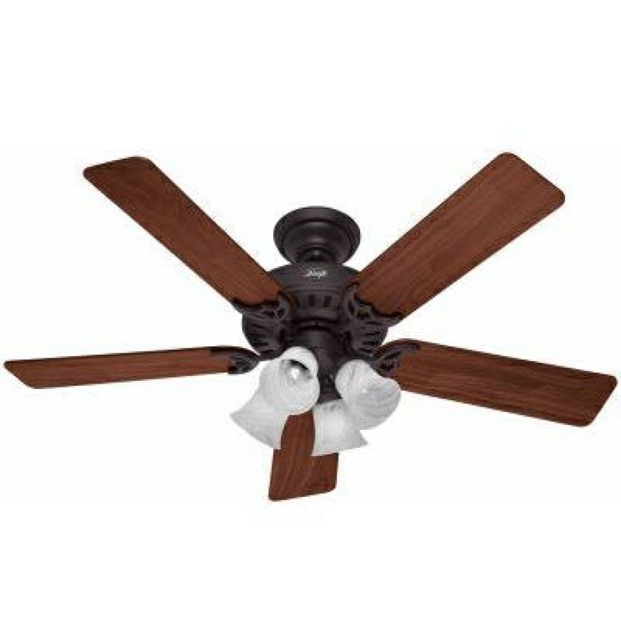 * Prefential Price Studio Series Ceiling Fan With Light Fixture, New Bronze, 5 Blades, 52-In.