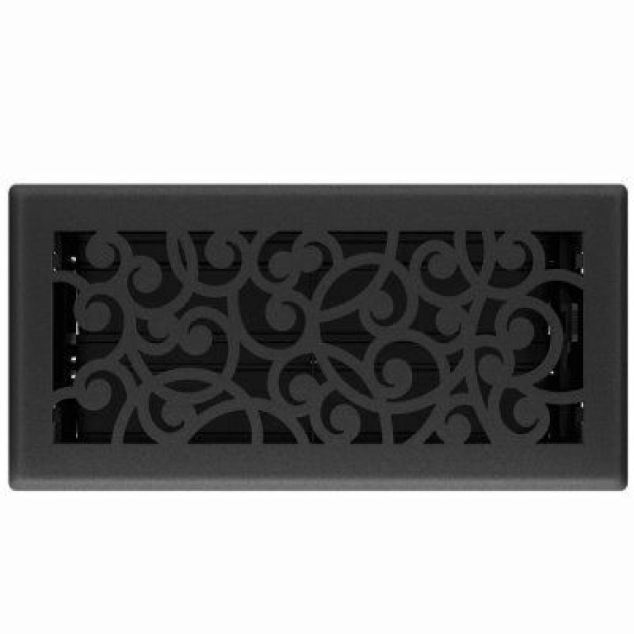 * Special Offers Signature Series Floor Register, Black Iron Wonderland, Steel, 4 X 10 In.