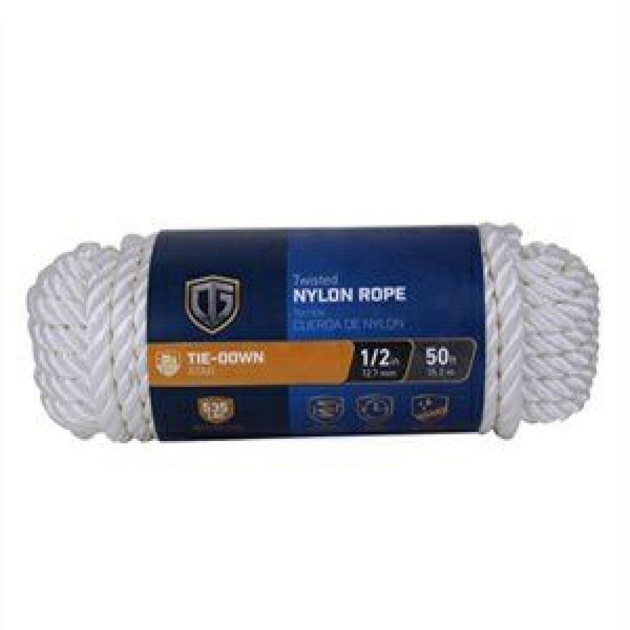 * Half Off Nylon Rope, Twisted, White, 1/2-In. X 50-Ft.