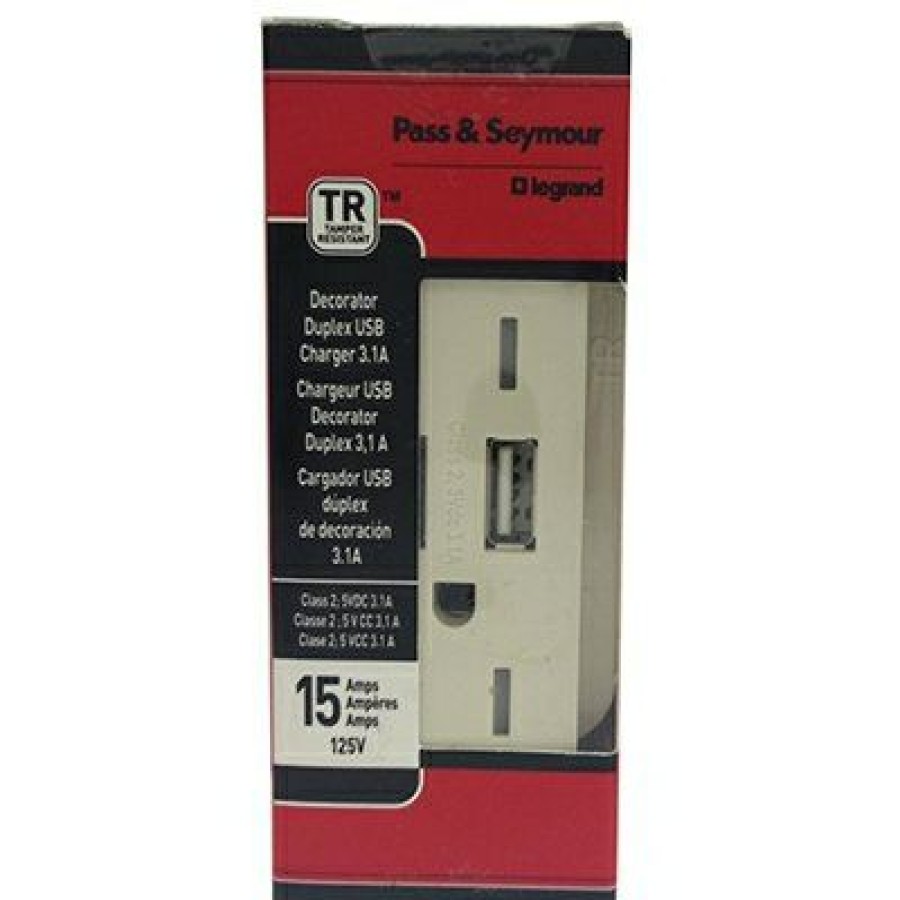 * Discount Online Pass & Seymour Usb Charger, 2-Outlet, White, 15-Amp