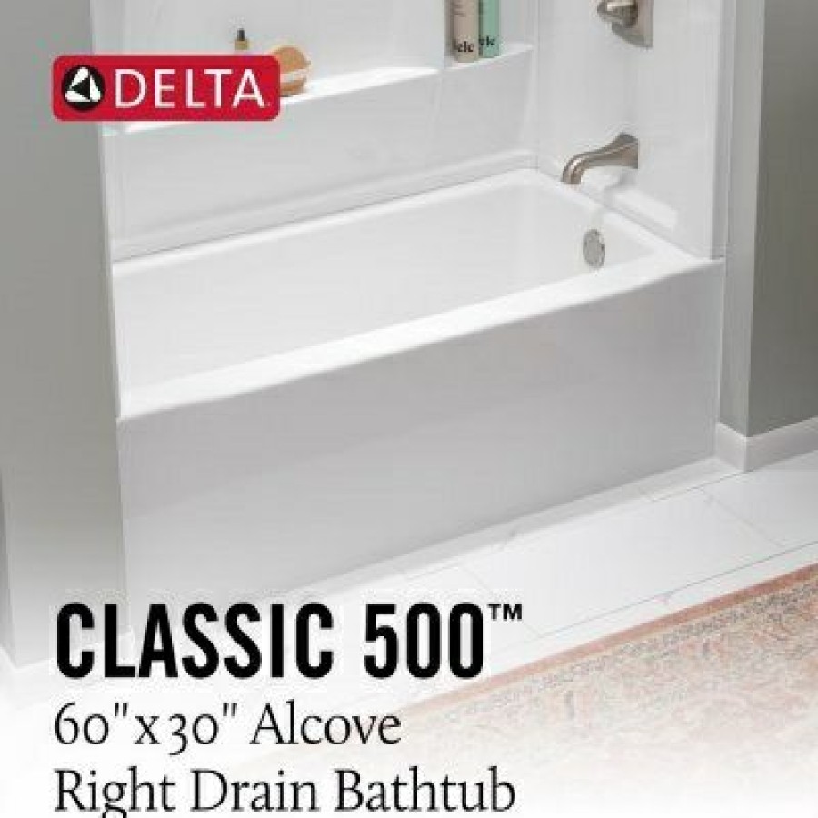 * Half Off Classic 500 Bathtub, Right-Hand Drain, Gloss White, 60 X 30 In.