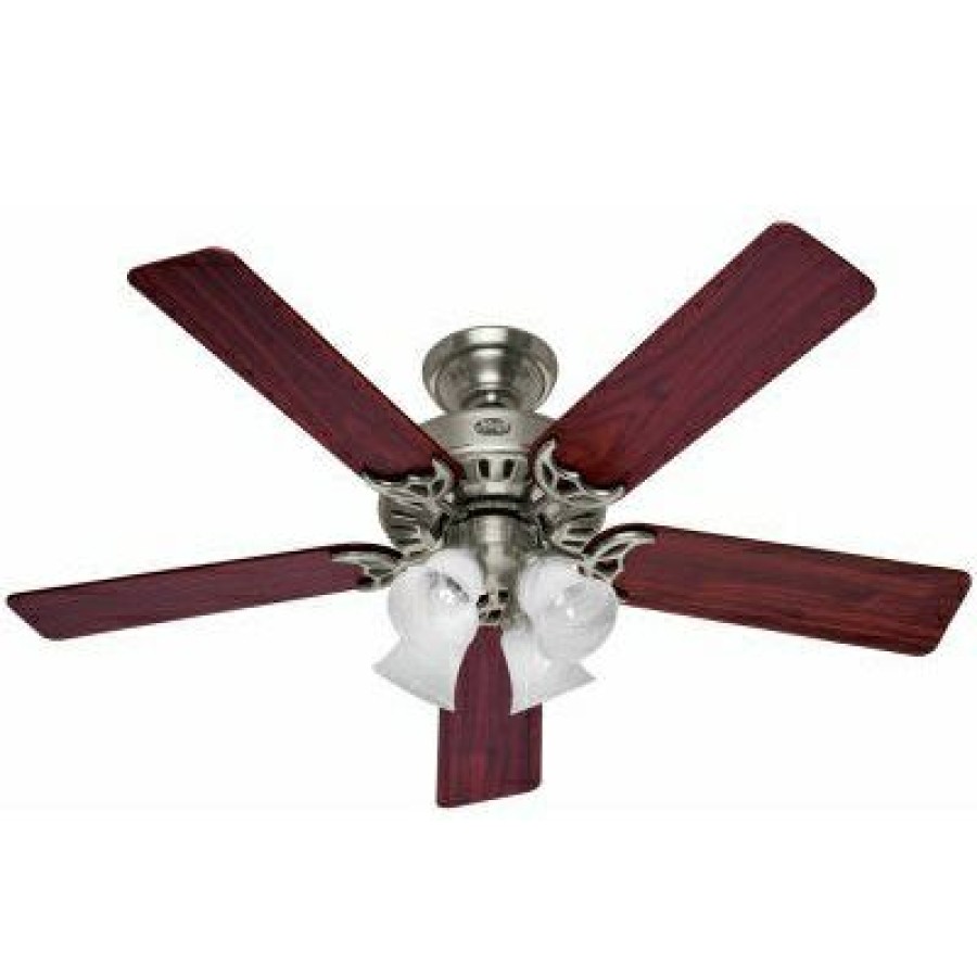 * Prefential Price Studio Series Ceiling Fan With Light, Brushed Nickel, 5 Blades, 52-In.