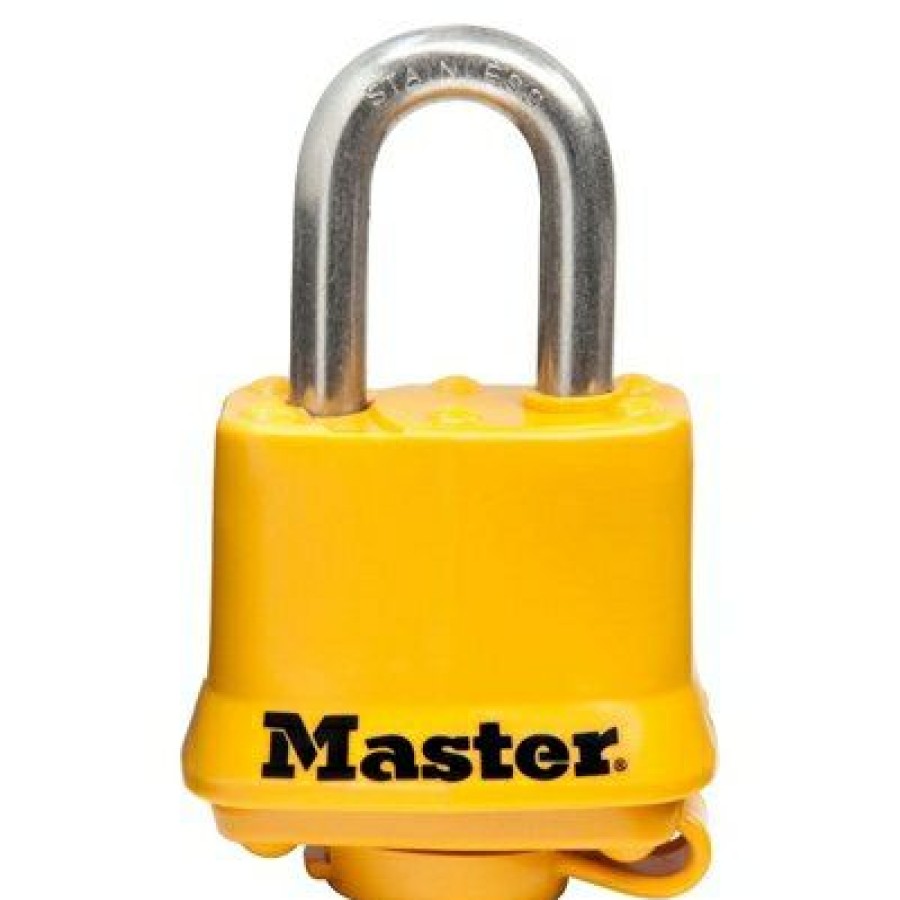 * Sales Online Keyed Weatherproof Laminated Padlock, Yellow, 1.5-In.