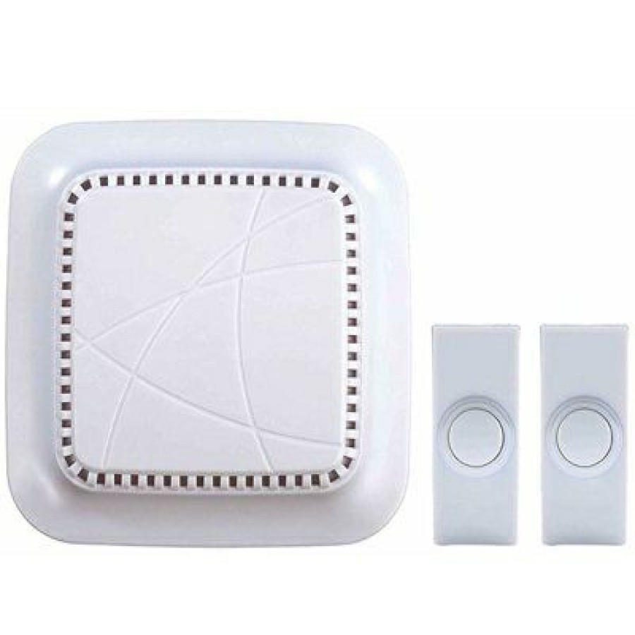 * On Sale Wireless Doorbell Kit, 2 Push Buttons, Battery-Operated, White/Black