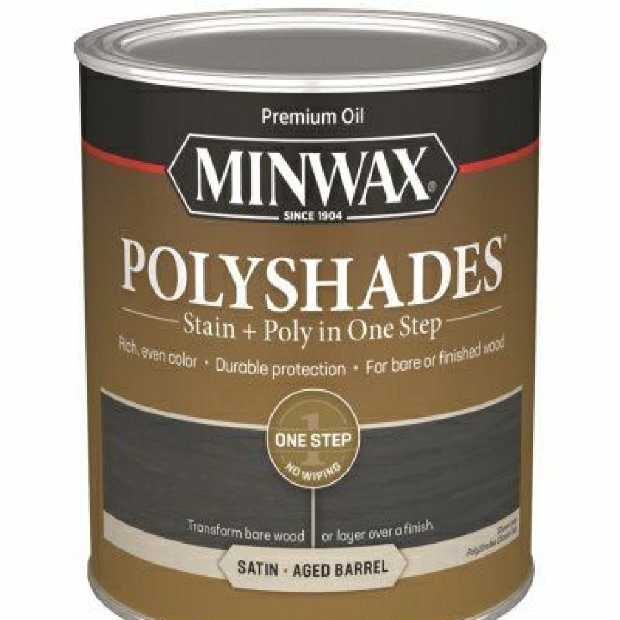 * Clearance Polyshades Stain & Finish In One, Satin Aged Barrell, Qt.