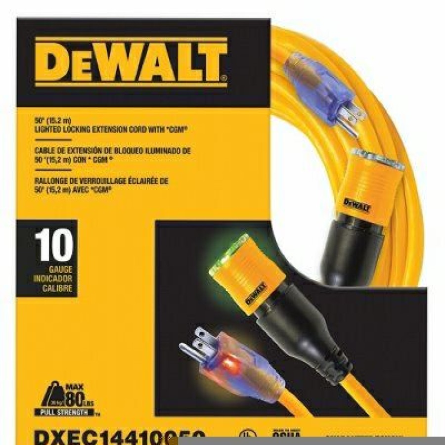 * Prefential Price Lighted & Locking Extension Cord, 10/3 Sjtw, Yellow, 50 Ft.