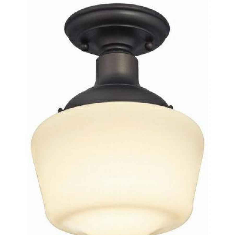 * Limit Offer Interior Light Fixture, Semi-Flush, Bronze/White Opal Glass