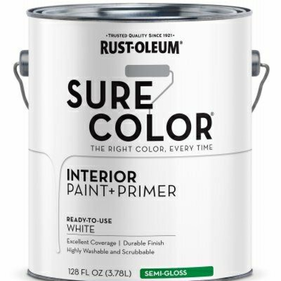 * On Sale Sure Color Interior Wall Paint & Primer, Semi-Gloss White, 1 Gallon