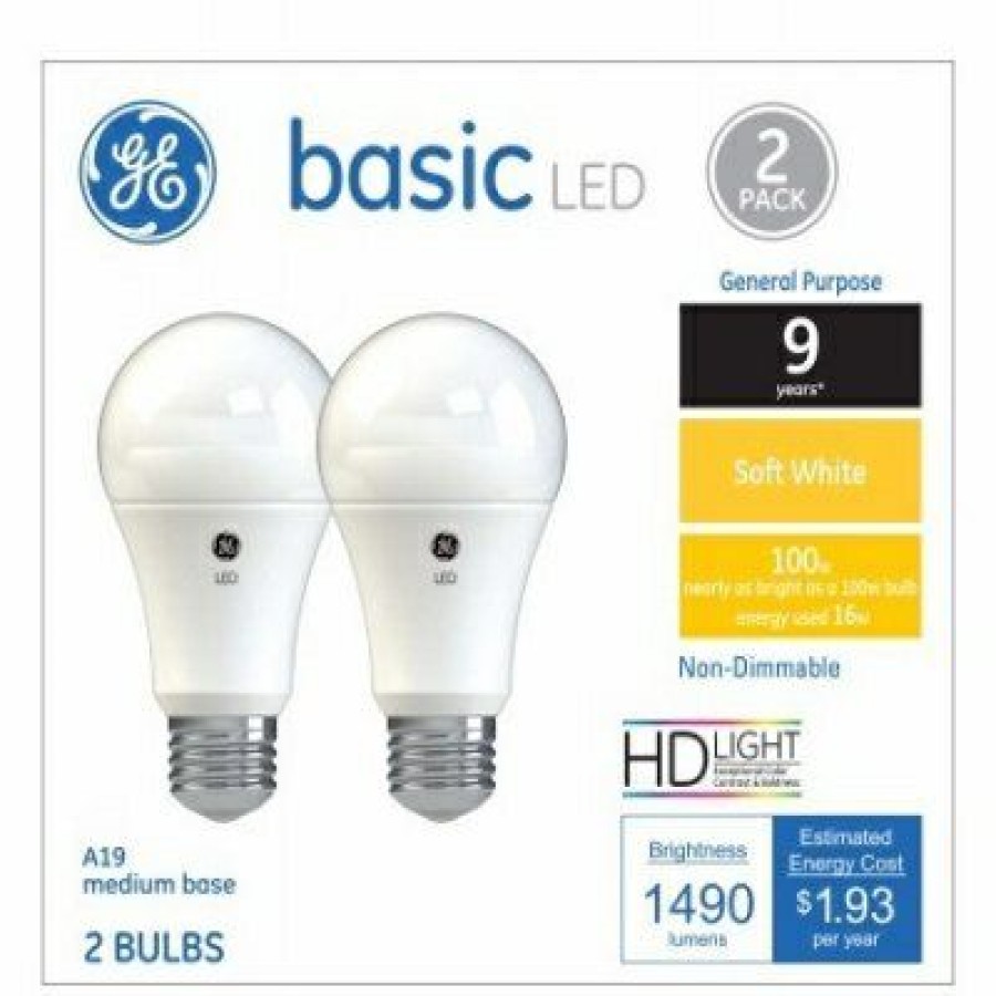 * Sales Online Led Light Bulbs, A19, Soft White, 1490 Lumens, 16 Watt, 2-Pk.