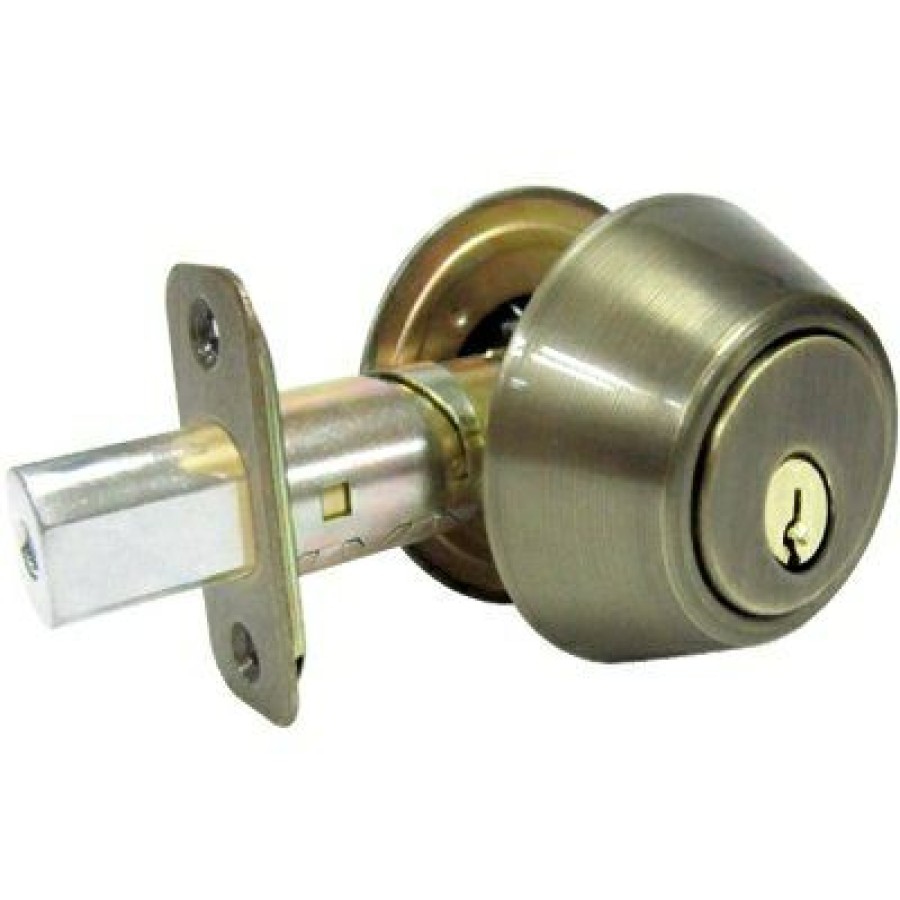 * On Sale Double-Cylinder Deadbolt, Antique Brass