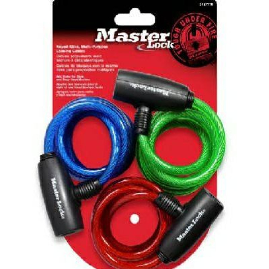 * Sales Online 3-Pack 6-Ft. Multi-Purpose Keyed-Alike Bike Lock With 8Mm Colored Cables