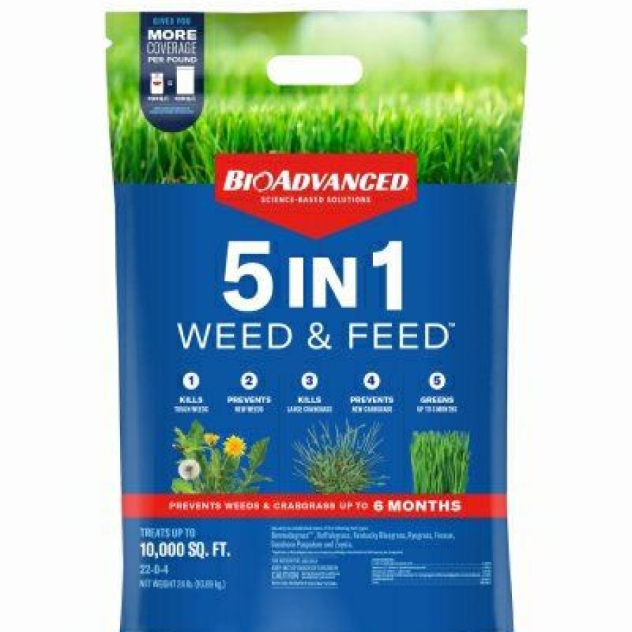 * On Sale 5-In-1 Lawn Fertilizer Weed & Feed, Covers 10,000 Sq. Ft.