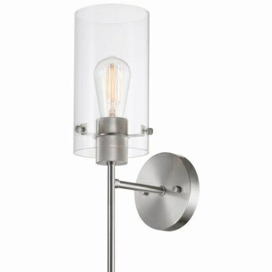 * Prefential Price Cusco Wall Sconce, Clear Glass Shade, Brushed Nickel