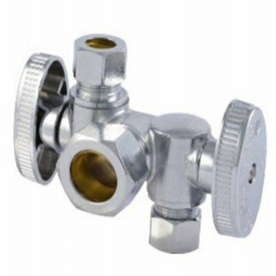 * Clearance Brass Ball Valve, Dual Shut Off, Quarter Turn, 1/2 X 3/8 In.