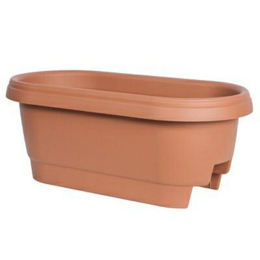 * On Sale Deck Rail Planter, Plastic, Clay, 24-In.