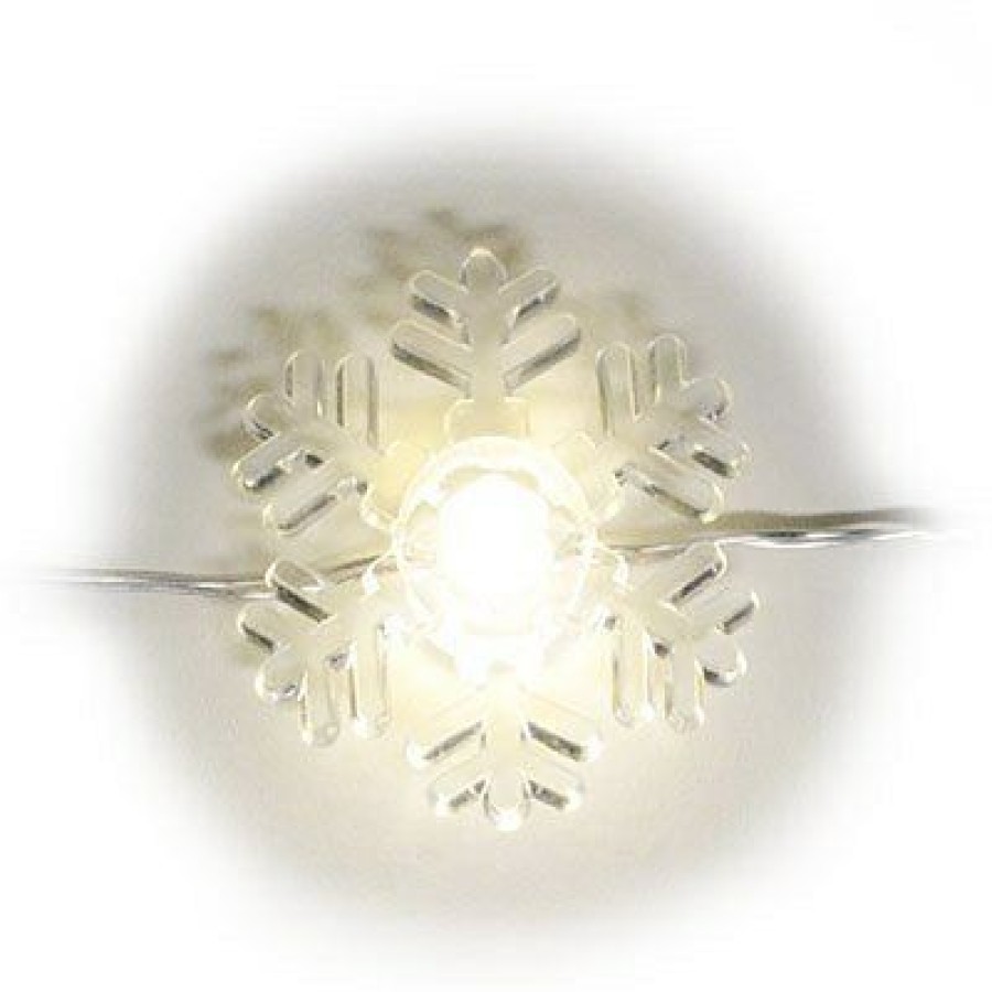 * Half Off Snowflake Led Light Set, Battery Operated, 20 Warm White Lights