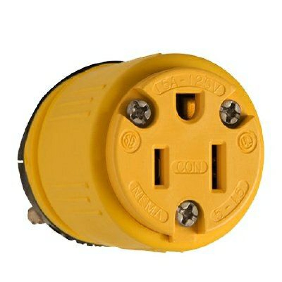 * On Sale Rubber Connector, Yellow, 15-Amp, 125-Volt